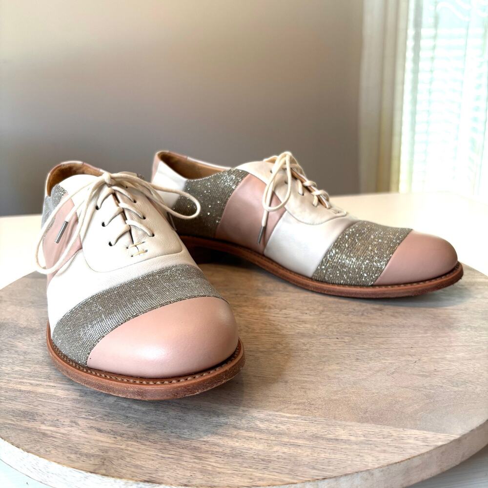 The Office of Angela Scott Oxford Shoes EU 41 US 10 Pink Silver White Leather